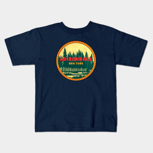 Adirondack Park Vintage Kids T-Shirt by Alexander Luminova